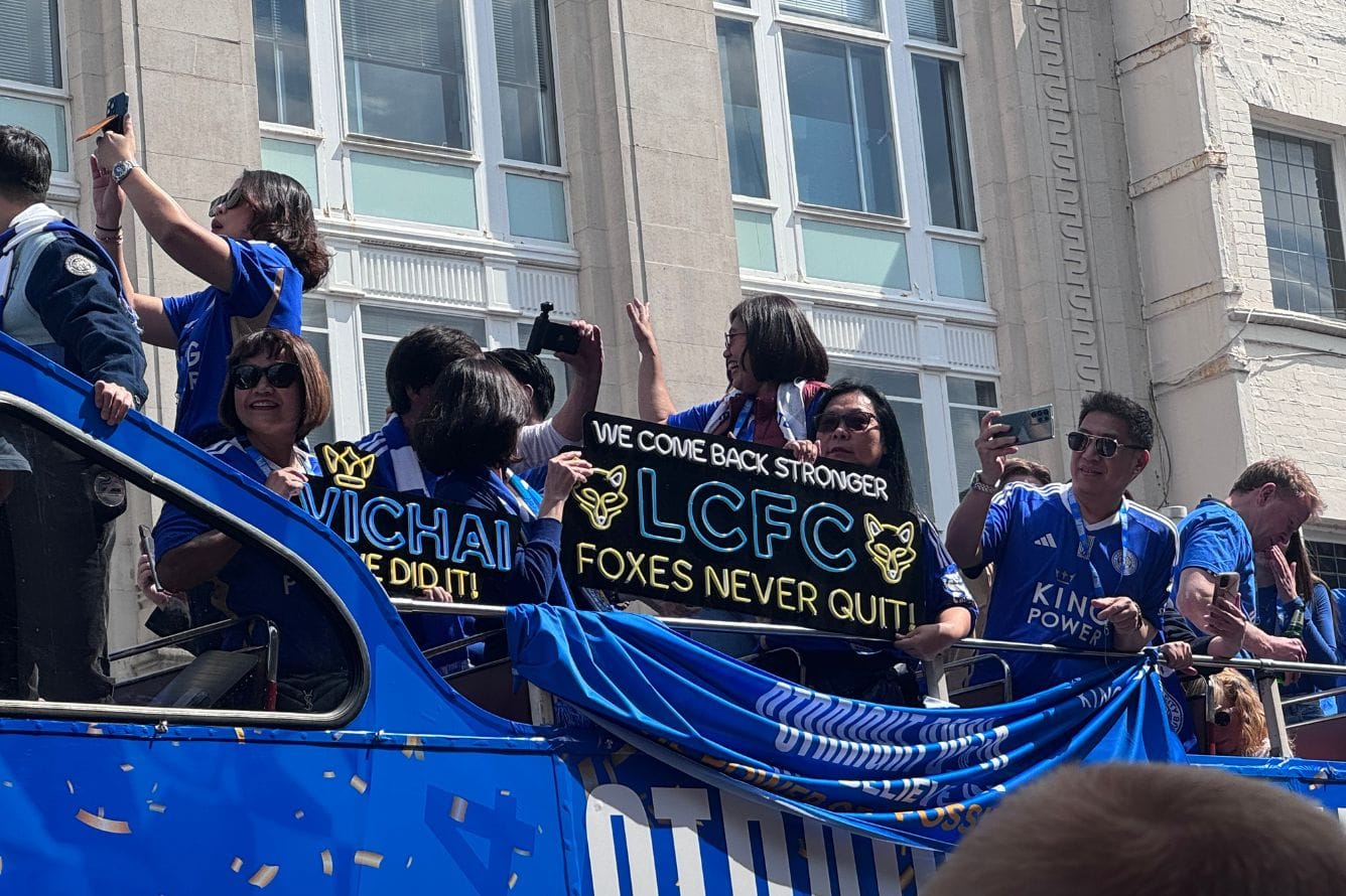 The LCFC bus driving through the parade.