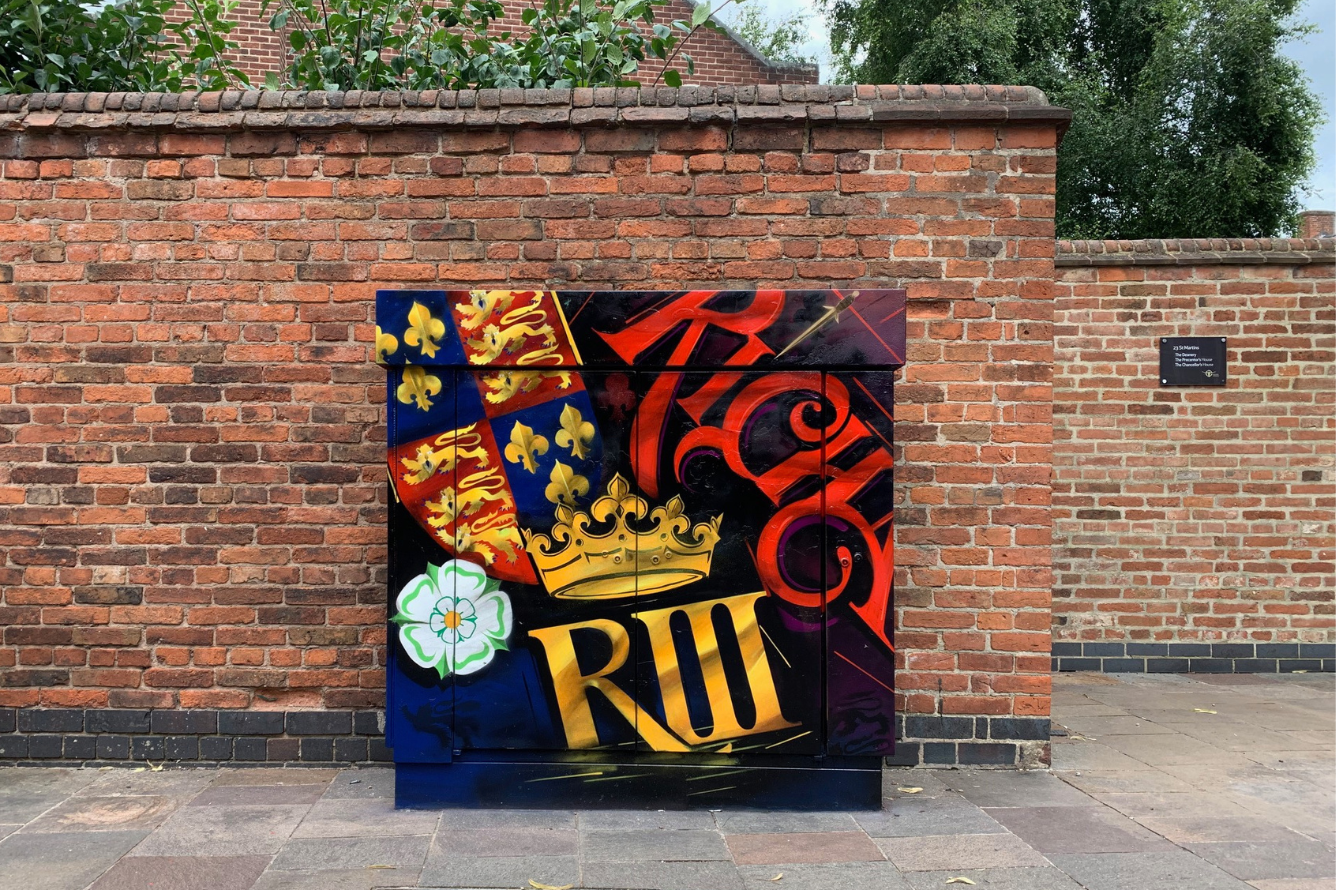 Pictured is a small murial to mark King Richard III Visitor Centres 10 year anniversary.