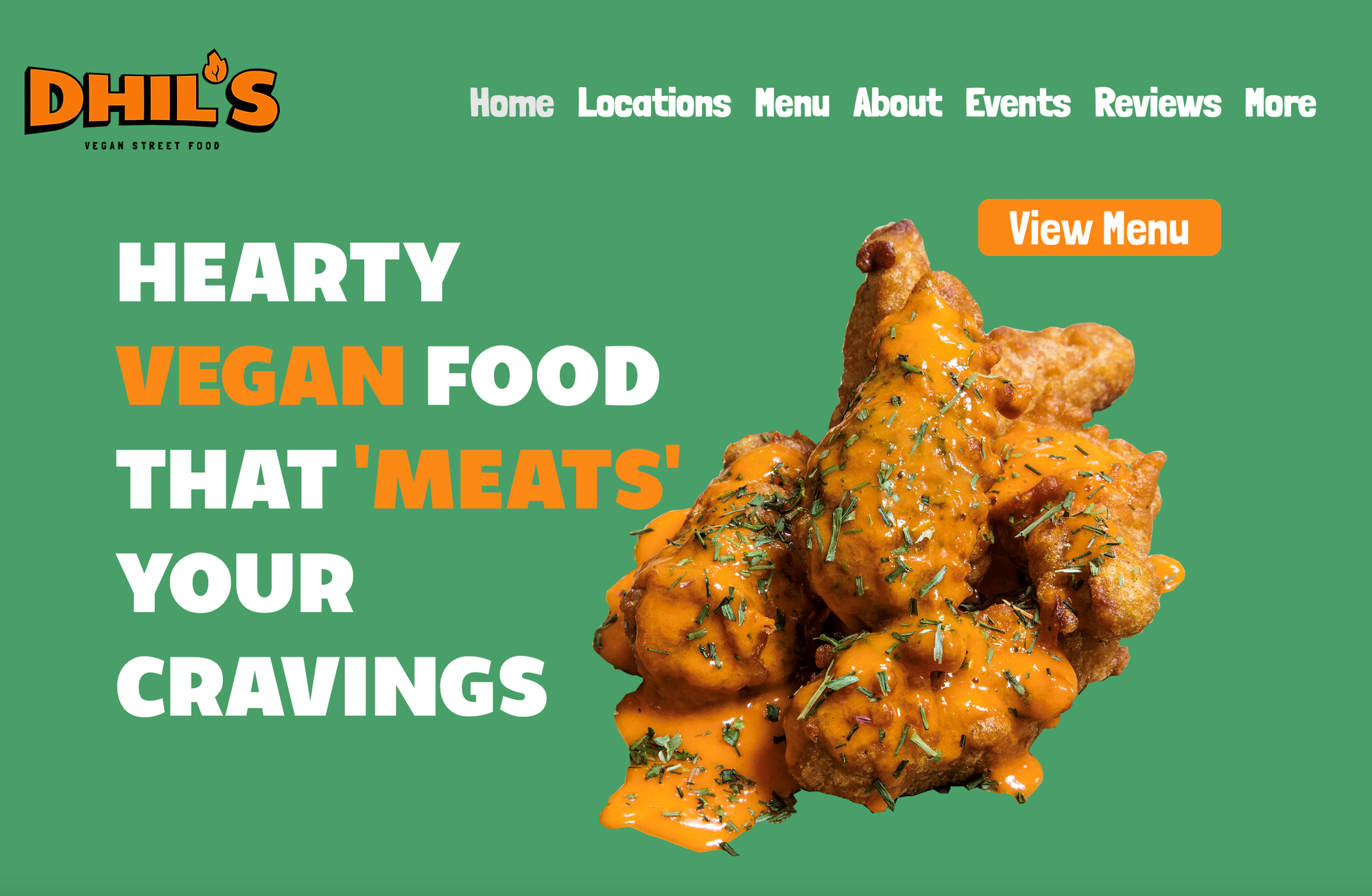 The banner of Dhil's Eats - an all vegan takeaway. 