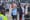 A group of men raises the Nazi salute to police officers during a demonstration in Leicester on Saturday, 3 August.